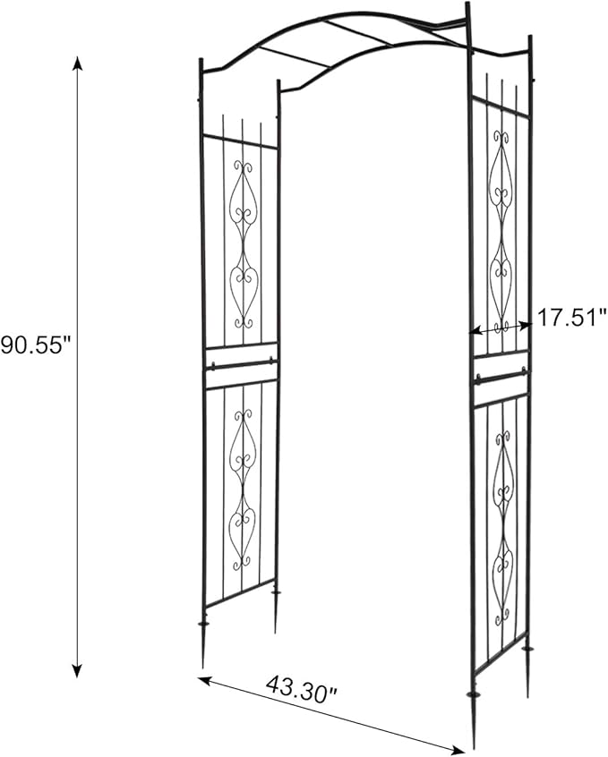 VINGLI Garden Arbor Arch for Wedding Ceremony Party Christmas Garden Decor Steel Garden Trellis for Plant Climbing Pergola for Garden Backyard Lawn (Bridge Top)