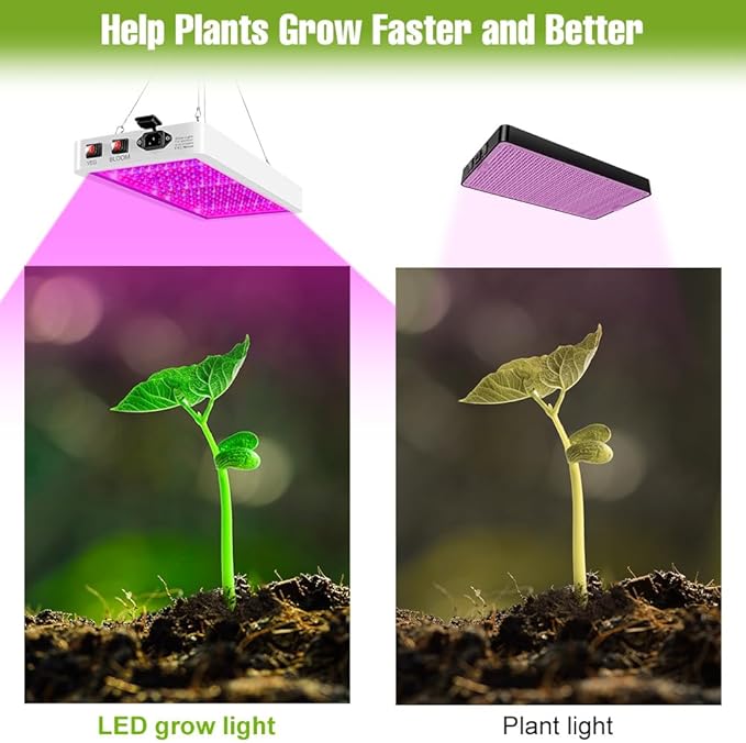 300W Green Gorw Light LED Full Spectrum Indoor Planting Lamps UV IR Plant Panel Lights Veg/Bloom 2Modes Dimmable AC100-277V Sunlight Fill Lighting Red Bule Greenhouse Tent Hydroponic with Hook US Plug