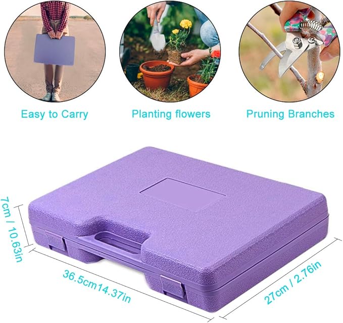 Jhua Garden Tool Set 10 Pieces Gardening Tools Kit with Purple Flower Print Ergonomic Handle Trowel Rake Weeder Pruner Shears Sprayer Garden Hand Tools with Carrying Case Gardening Gifts for Women