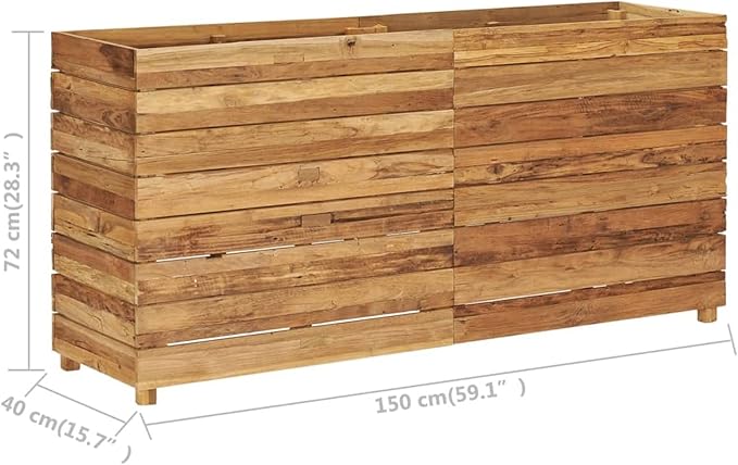 Raised Bed 59.1x15.7x28.3 Solid Wood Teak and Steel