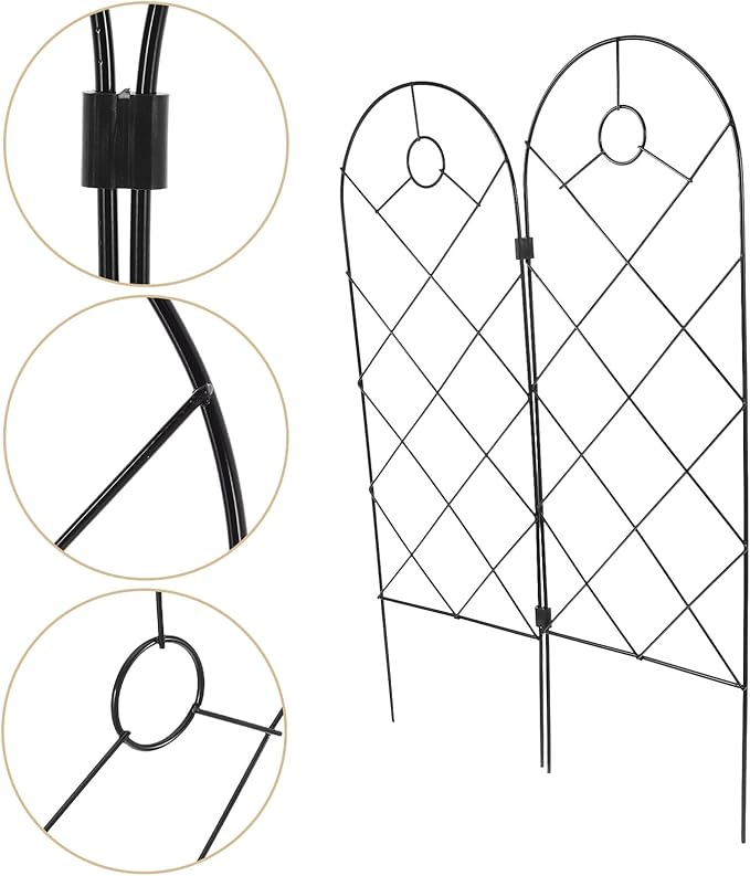 2pcs Iron Plant Climbing Rack and Garden Trellis Set for Outdoor Tomato Support with Foldable Design Sturdy Vine Climbing Plant Display Rack for Patio and Garden