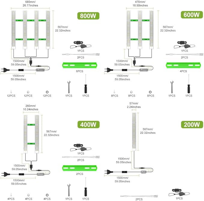 500W Growing Light Sunlight-Simulated with UV/IR100-277V Universal Voltage. Full Spectrum for Greenhouse Hydroponic &amp Grow Tent Ideal for Seedlings Germination Adjustable Hanging Kit with US P