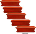 5 pcs / Length 16.8 inch Brick Red Plastic Window Plants Boxes with Tray/ for FlowerVegetablesPlants Nursery Seedling in The GardenPatioIndoor OutdoorPBR8003-5-T23.25 inx8 inx5.75 in