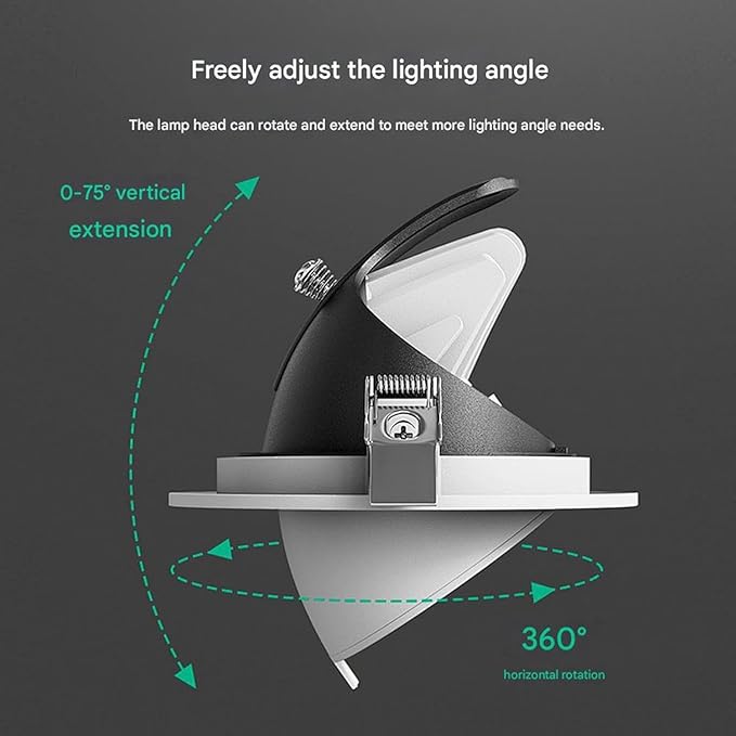 COB Recessed Spotlight Opening High-Transparency Adjustable Angle Elephant Trunk Light for Shop Exterior Walls Wedding Dress/Clothing Store Windows(Warm White40W(AC111-240V))
