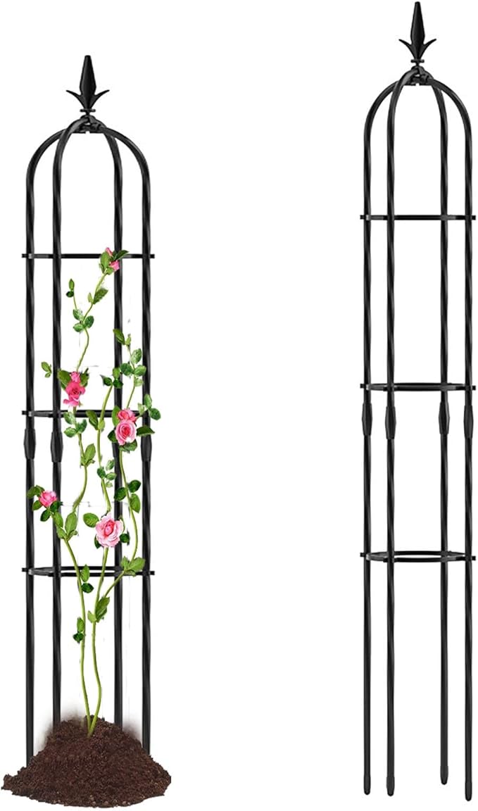 Stylish Garden Obelisk Trellis for Climbing Plants | Plant Support Cage for Vines Flowers Vegetables and Roses | Indoor/Outdoor Use | Easy Assembly (1 Pack) (Size : 8.3 Dia. x 47 H)