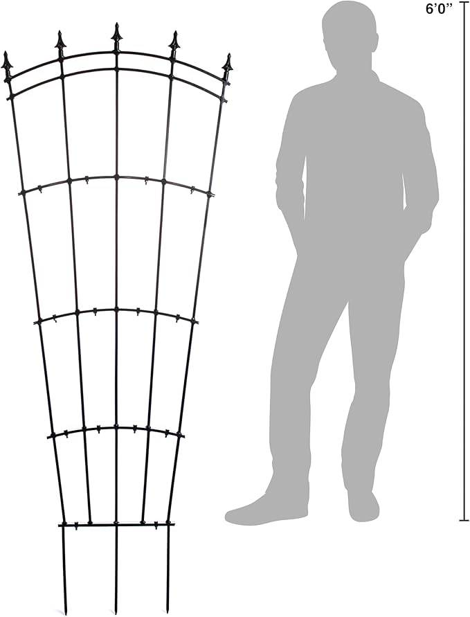 H Potter Metal Garden Trellis for Climbing Plants Black Finish Fan Design Wrought Iron