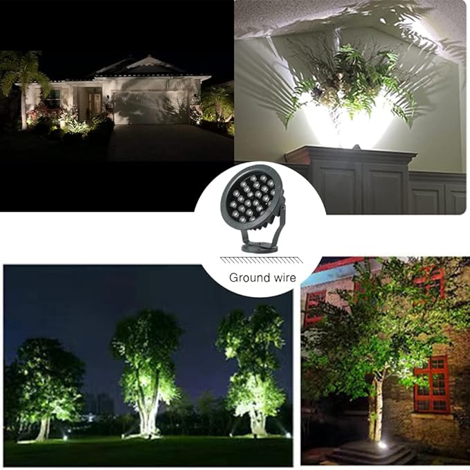 Outdoor LED Spotlight Waterproof Bright Outdoor Landscape Automatic Timer Mini Lawn Lamp 24W Graden Lights Lawn Decorative Lamp with Plug Flag Light Courtyard Facial Lighting Warm White