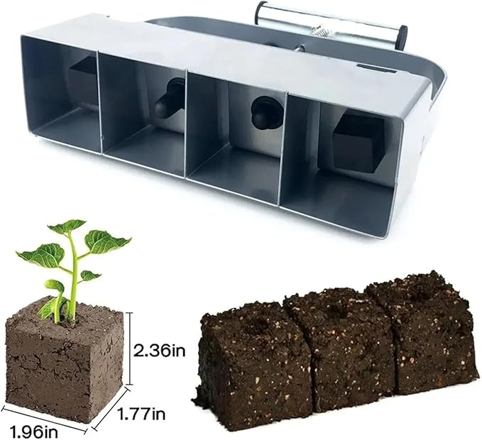 Handheld Soil Block Maker 2 Inch Manual Tool for Seedling Starter in Greenhouse and Garden Planting
