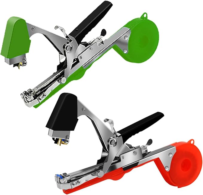 Plant Tying Machine Tool Set Lightweight Vining Tying Tool for Binding Vines for Tomatoes Cucumbers Peppers Eggplants &amp Gardening Includes 10000pcs Staples &amp 20 Rolls of Tape (Red)