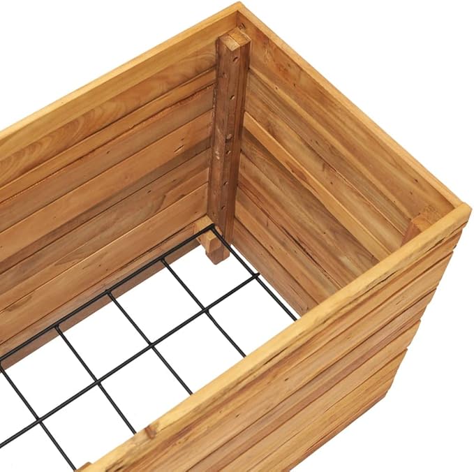 Raised Garden Bed Wooden Raised Bed Raised Garden Planter Box for Vegetables Flower Herb Gardening 39.4 x 15.7 x 21.7 Recycled Teak and Steel