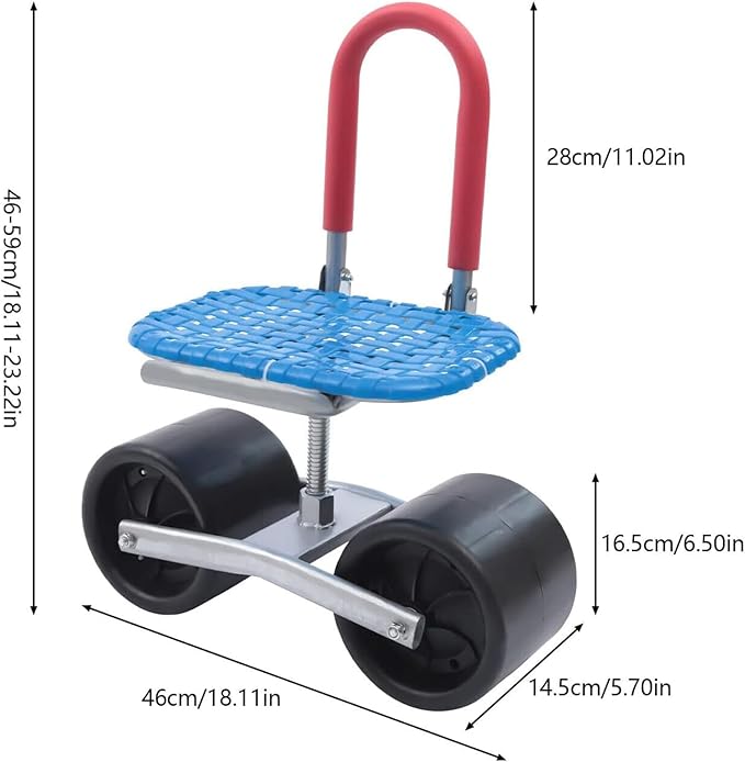TsoLay Garden Cart Rolling Scooter 360°Rotating Gardening Seat On Wheels with Wider Larger Wheels Height-Adjustable and Foldable Backrest for Gardens Lawns Farms Garages Sheds