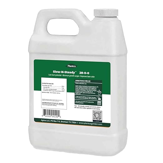 Slow-N-Steady Liquid Lawn Fertilizer | 28-0-0 High Nitrogen Slow Release Nitrogen (SRN) | Urea Triazone Sprayable Fertilizer | 32 fl oz Bottle | Steady Green-Up for Lawns| Made in The USA |