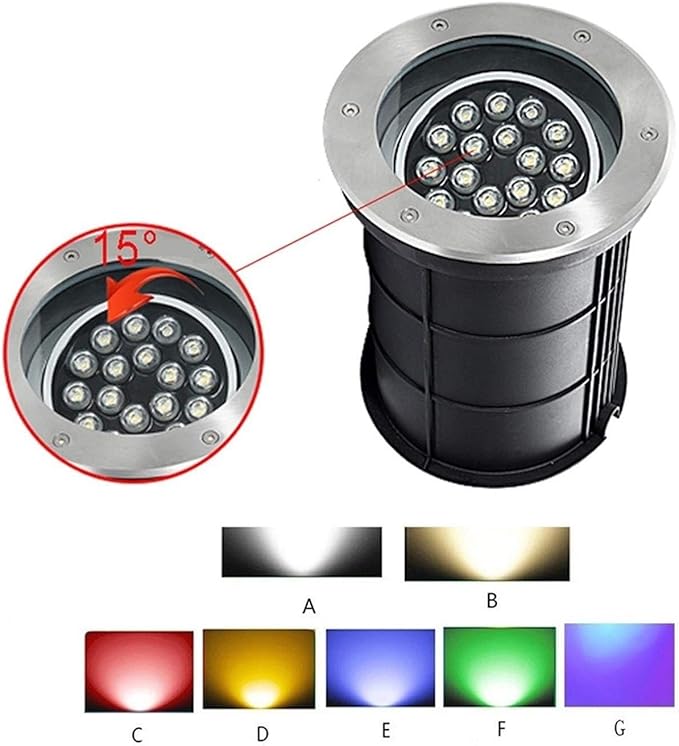 LED Recessed Spotlight - 85-265V Waterproof Outdoor Landscape Light Adjustable Angle Deck Lighting (Blue 9W Yellow 3W)