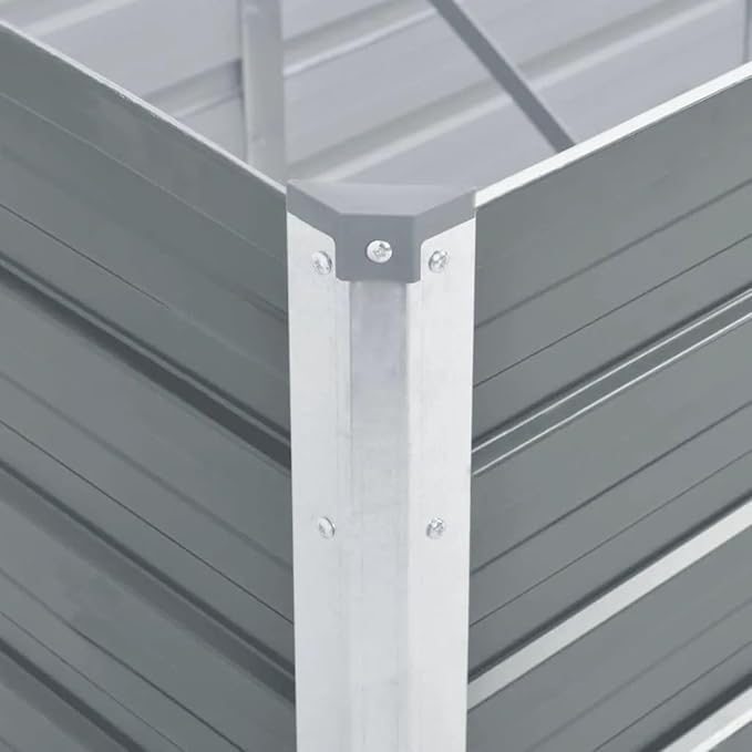 Gray Galvanized Steel Raised Garden Bed - Deep &amp Wide Weather-Resistant Easy Assembly