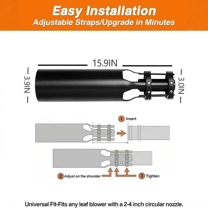 2 Pack Leaf Blower Air Booster Universal High-Speed Cyclone Nozzle Attachment for 2-4 Inch Blowers – for Lawn Patio Driveway Gutter Cleaning（Orange）