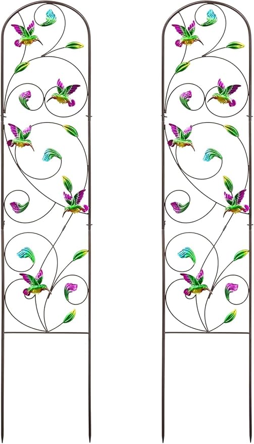 WAIU 2 Pack Hummingbird Metal Garden Trellis for Climbing Plants Decorative Outdoor Trellis for Flowers Rustic Garden Decor for Patio Lawn Yard Backyard