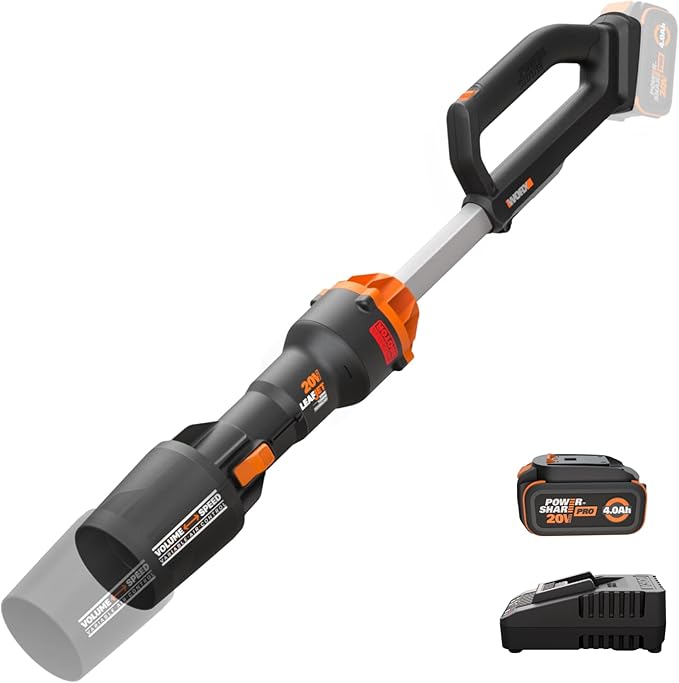 WORX Nitro Cordless Leaf Blower Electric Blower with 410 CFM &amp 130 MPH Blowers for Lawn Care with 3.8 Lbs 4.0 Ah Battery &amp Charger Included WG543