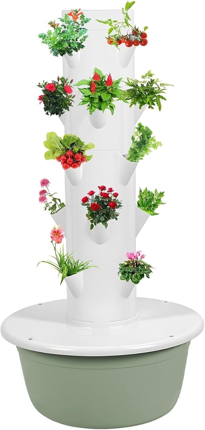 Hydroponics Growing System Kit TowerVertical PlanterIndoor Hydroponic Garden Herb Grow Kitfor Indoor Herbs Fruits Vegetableswith Lights5Layers