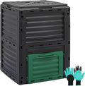 MoNiBloom 80 Gallon Large Compost Bin BPA Free Outdoor Composting Tumblers for Garden Patio All-Season Fast Working Rotating Chamber Composters for Garden Patio w/Sliding Door