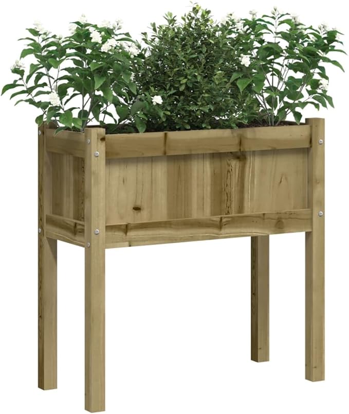 2pcs Wooden Garden Planter Box Stand with Legs Wooden Raised Garden Bed with Legs for for Backyard Patio Balcony Impregnated Wood Pine-312