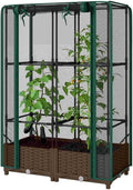 Modular Crop Cage &amp Raised Bed Combo Quick-Assemble Gardening System for Patio or Yard - Removable Cover Adjustable Height Plant Cage for Seasonal Use on a Versatile Garden Box (Green)