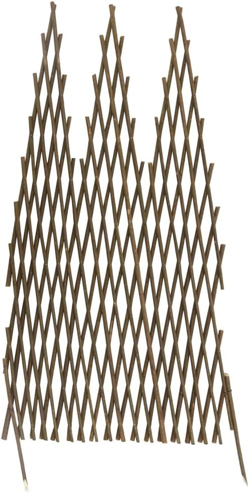 5PCS Expandable Natural Willow Trellis Fence Wall Panel Outdoor Decorative Wood Fence Plant Support Willow Lattice Fence Panel for Climbing Plants Vine Vegetable Garden 66.9x29.5