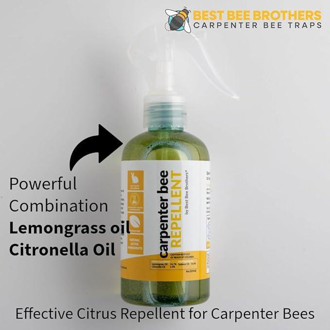 Best Bee Brothers Citrus Carpenter Bee Spray Effective Long-Lasting Citrus Spray Made with Essential Oils 8 Oz. (4 Pack)