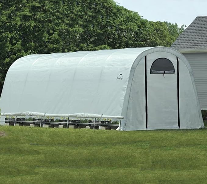 ShelterLogic 12' x 20' x 8' GrowIT Greenhouse Walk-Thru Access Round Roof Style Outdoor Backyard Garden Heavy Duty Plant Shelter