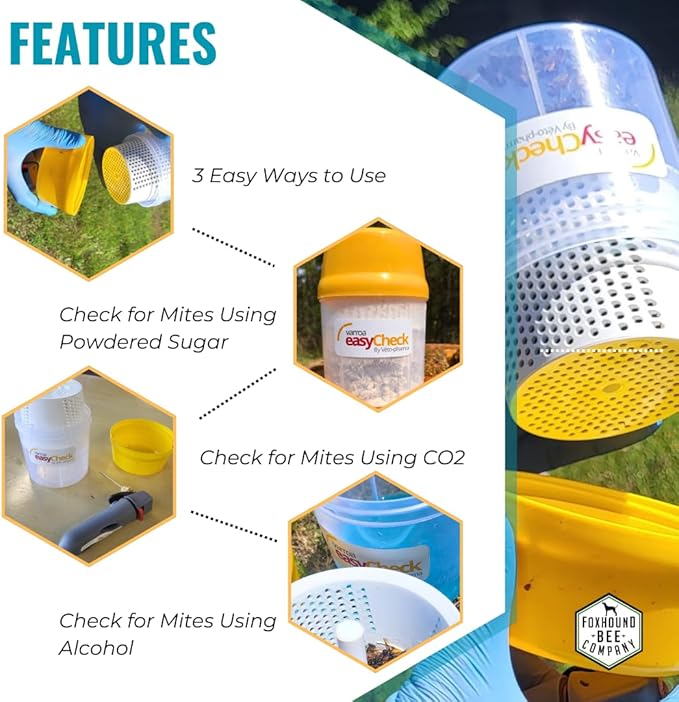Foxhound Bee Company Varroa Easy Check Mite Tester - The #1 Mite Checker Among Beekeepers for Accurately Testing Mite Counts
