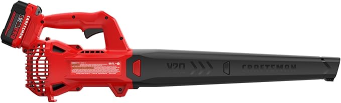 CRAFTSMAN V20 Leaf Blower Cordless with 4.0 Ah Battery and Charger 90 MPH 200 CFM Integrated Scraper Lightweight Easy Operation Handheld Blowers for Lawn Care (CMCBL710M1)