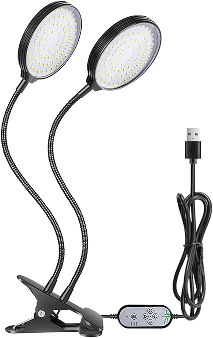 BRRNOO Grow Lights for Indoor Plants Grow Lights for Seed Starting Adjustable Desktop Clamp Growing Lamp 78 LEDs Sunlight Full Spectrum Light for Indoor Plants 5 Dimmable Levels (2 Heads)