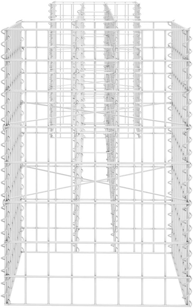 H-Shaped Steel Wire Gabion Planter Raised Garden Bed Silver 102.4 x 102.4 x 23.6 in for Outdoor Elevated Planters Patio Gardens and Vegetable Beds