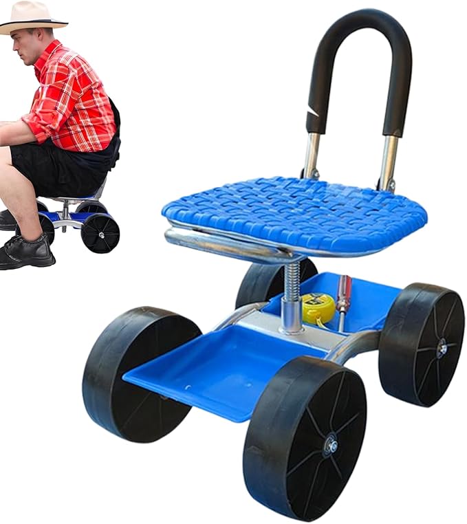Rolling Garden Cart - Adjustable Cart Wheels Planting Tool Tray 360 Swivel Gardening Seat Outdoor Plantings Gear | Planting Weeding Gardenings Lawn for Outdoor Weeding Gardening Lawn