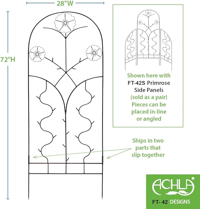 Achla Designs Primrose Wrought Iron Garden Trellis