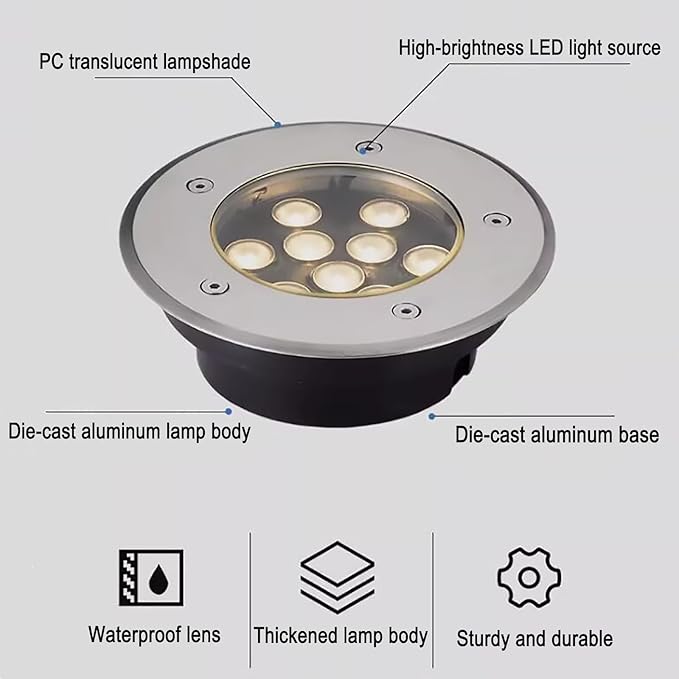 Landscape Light - 220V Ultra-Thin Underground Lamp Outdoor Recessed Spot Light LED Flood Light Beam Spotlights IP67 Outdoor Waterproof Lawn Lamp Garden Underground Lamp(Red1W)