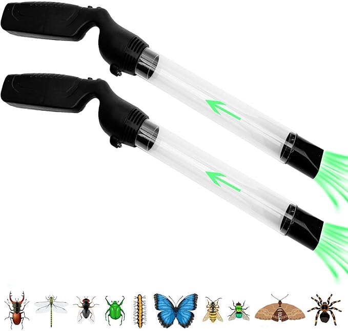2 Pack Bug Vacuum Catcher for Adults and Kids Battery Powered Bug Sucker for Home Garden Cordless Spider Vacuum Small Insect Catcher Tool with LED Light for Spider Moth Beetle Cockroach Stink Bug