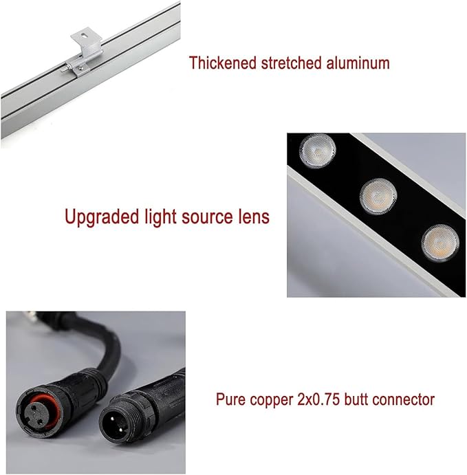 Outdoor Buried Lights - Ground LED Landscape Lamp IP67 ?Waterproof Recessed Long Contour Spotlight DC 24V Low Voltage Wall Washer Light for Garden Deck YardWarm White 18W