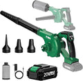 K I M O. Cordless Leaf Blower and Vacuum Combo 4 In 1 3 Nozzles for Inflation and Deflation 190MPH/260CFM Smart Panel with 3 Modes 20 Extended Tube 2000mAh Battery Cordless Blowers for Lawn Care