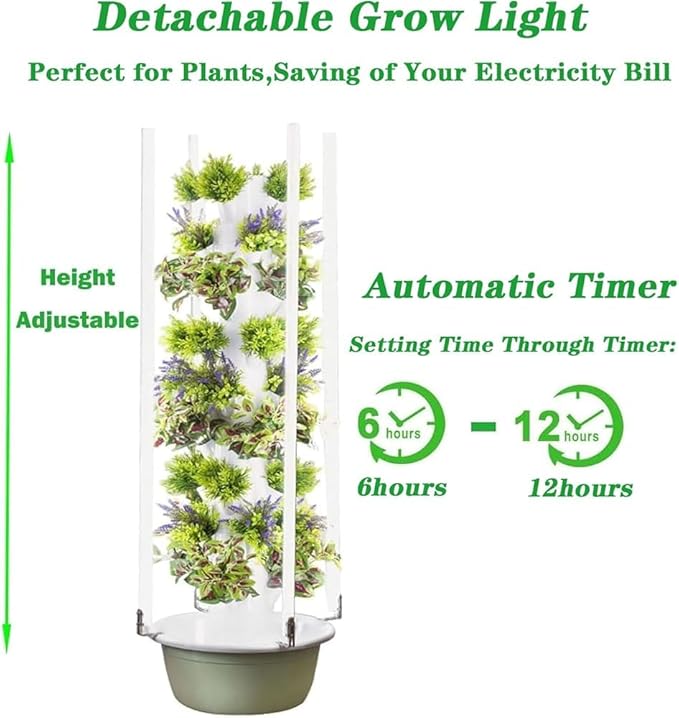 Indoor Vertical Hydroponic Growing System – Multi-Layer Hydroponic Tower Kit for Herbs Fruits &amp Vegetables(Size:9 Layers)