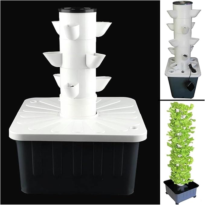 DIY Hydroponics Growing System with Detachable PP Colonization Cups Vertical Tower Planter Kit