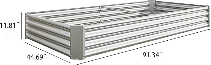 Raised Garden Bed Kit - Metal Raised Bed Garden 7.6x3.7x0.98ft for Flower Planters Vegetables Herb Galvanized Steel Easy Assembly for Urban Backyard Gardening (Silver)