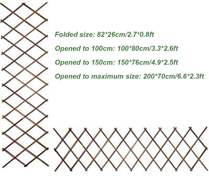 Expandable Garden Trellis Support for Climbing Plants Wooden Lattice Fence Wall Panel Lattice Panels for Outside for Climbing Plants Vine Ivy Rose Cucumbers Clematis(82 * 26cm)