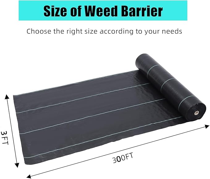 3ft x 300ft Premium Weed Barrier Landscape Fabric 3.24 oz Heavy Duty Weed Control Fabric High Permeability Good for Flower Bed Driveway Fabric and Ground Cover