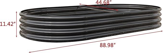 Oval 88.99x44.68x11.42 Galvanized Metal Raised Garden BedRaised Bed Garden plantersPlanter Boxes: 27 cu. ft Soil Anti-Rust Ideal for Outdoor Flower Beds &amp Gardening (Black)