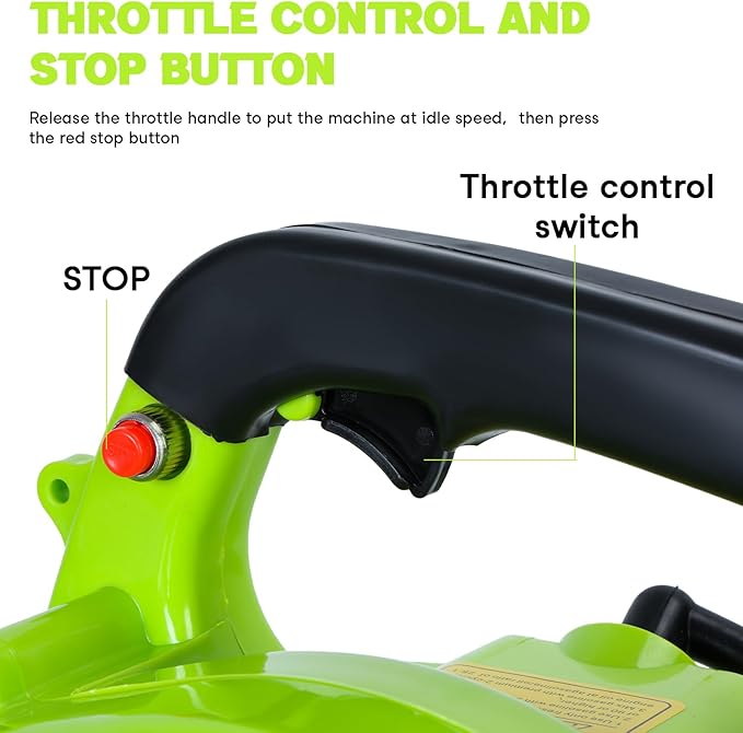 Gas Leaf Blower 26-cc 1-HP 2-Cycle Handheld Leaf Blower 380-CFM 180-MPH Lightweight Easy Start Powerful Gas Blower for Yard Work (Green)