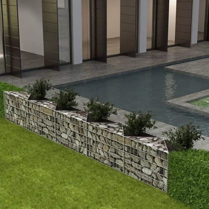 Gabion Raised Bed Steel Gabion Basket Post/Planter Raised Vegetable Bed Outdoor Steel Garden Decoration Galvanized Steel 118.1x11.8x19.7