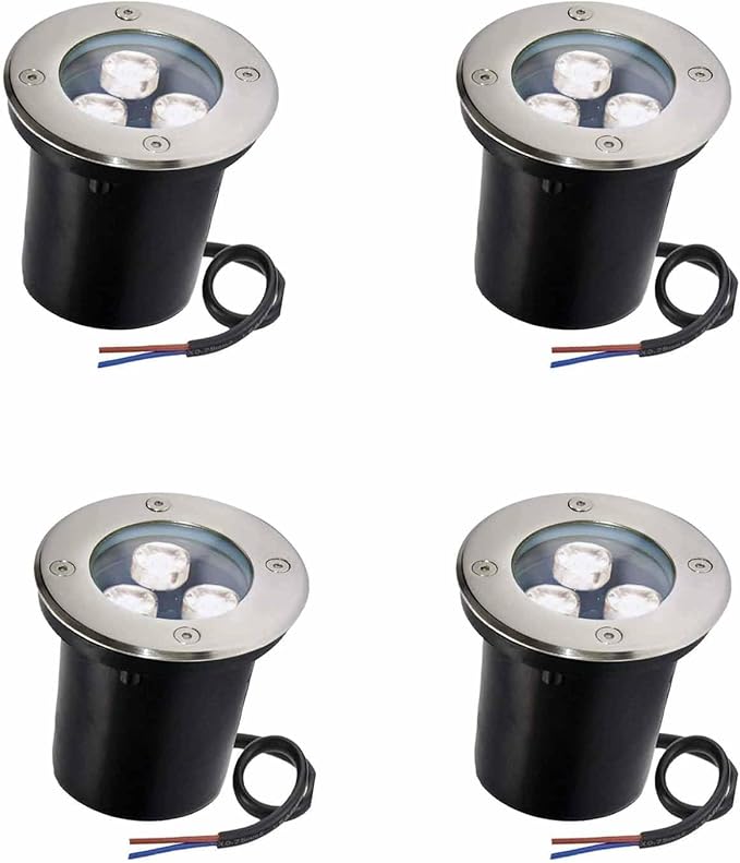 4PCS Led Landscape Lights - Outdoor Recessed Spotlight 3W IP67 Water Proof Outdoor LED Buried Light Recessed In Ground Pathway Lights Floor Lamp for Bridge Garden Landscape