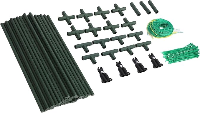 Fabater Cucumber Trellis Plastic Coated Steel Wind Proof 11mm Inner Pipe A Frame Adjustable Angle Garden Trellis Vegetable with Nylon Net for Climbing Plants in