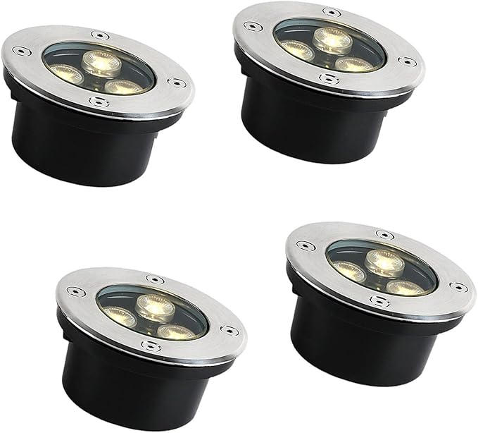 Ground LED Landscape Lights - Outdoor Buried Lights AC85-110V LED Spotlight IP65 Waterproof Walkable Outdoor Avenues Paths Garden Lighting Recessed Ground LightWarm White 4a5W