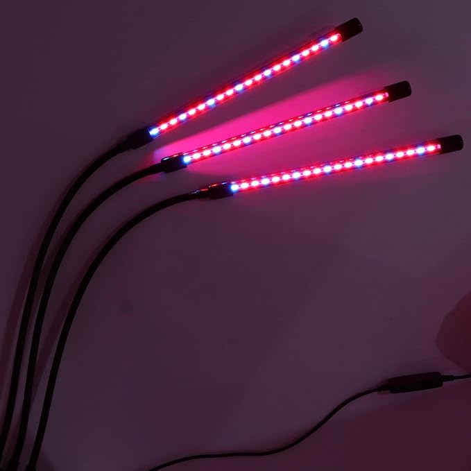 Grow Lights for Indoor PlantsPlant Grow Light Red Blue Timing Adjustable Angle Bright USB Powered 3 Head LED Grow Lights for Gardening Potting Plant Grow Light Plant Light Plant Light for Indo